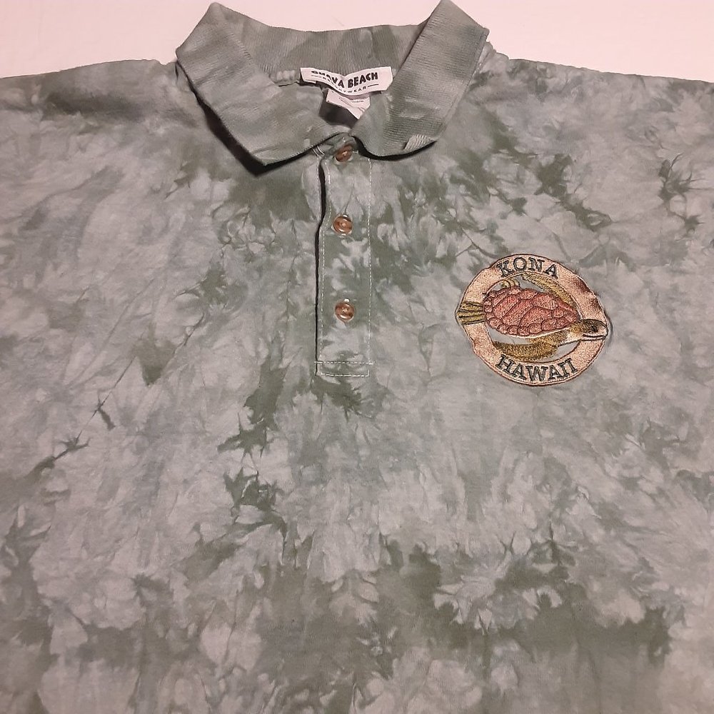 Guava Beach Women's Tie Dye Kona Hawaii Sea Turtle Polo Shirt Size L